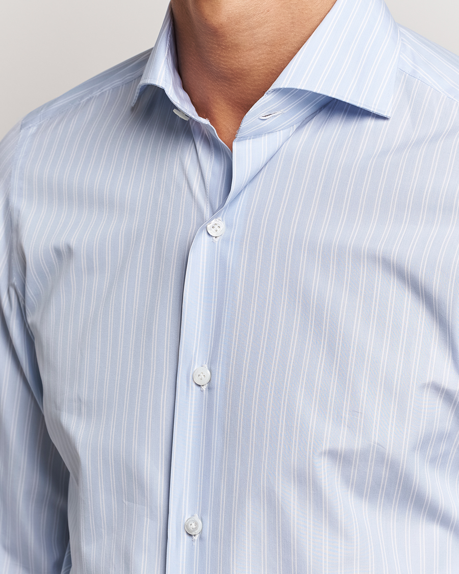 Herr | Skjortor | Finamore Napoli | Milano Slim Giza 170 Striped Dress Shirt Blue