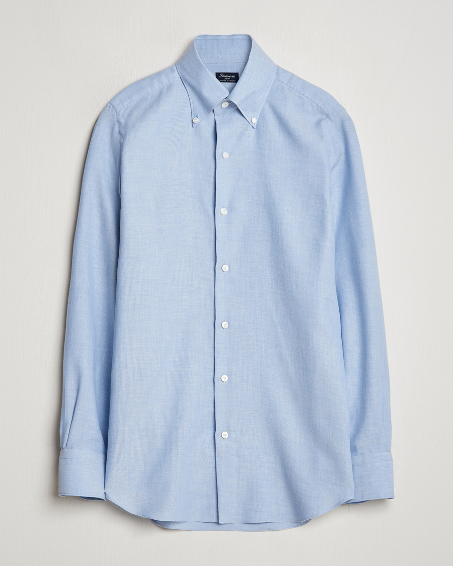 Herr | Skjortor | Finamore Napoli | Milano Slim Cashmere BD Shirt Light Blue