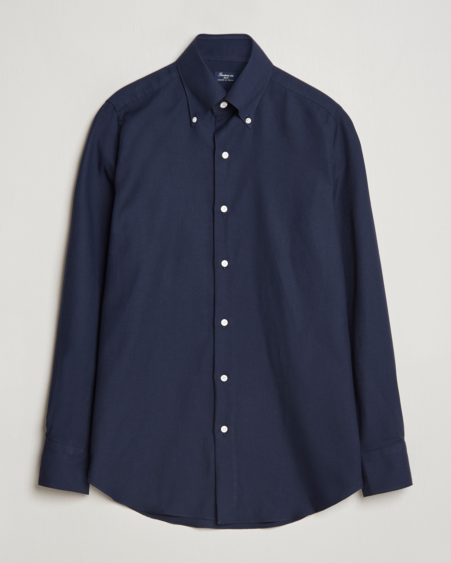 Herr | Skjortor | Finamore Napoli | Milano Slim Cashmere BD Shirt Navy