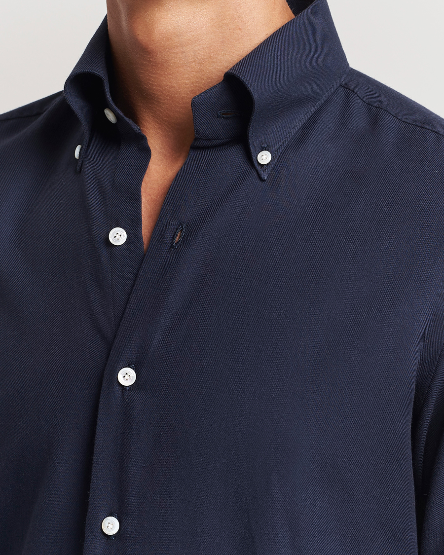 Herr | Skjortor | Finamore Napoli | Milano Slim Cashmere BD Shirt Navy
