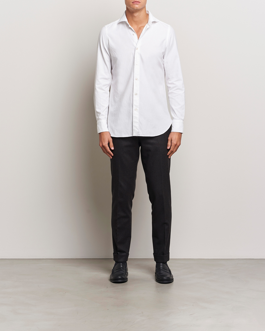 Herr | Skjortor | Finamore Napoli | Gaeta Flannel Shirt White