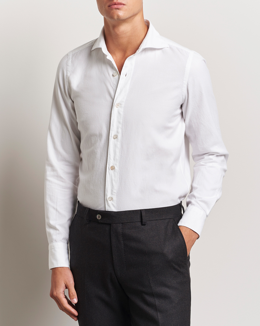 Herr | Skjortor | Finamore Napoli | Gaeta Flannel Shirt White