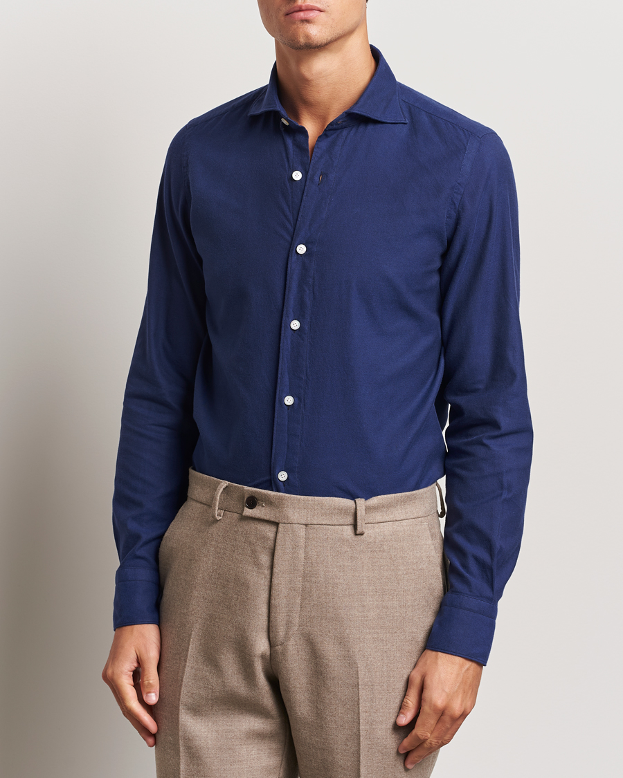 Herr | Skjortor | Finamore Napoli | Gaeta Flannel Shirt Navy