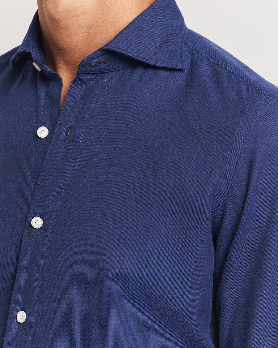 Herr | Skjortor | Finamore Napoli | Gaeta Flannel Shirt Navy