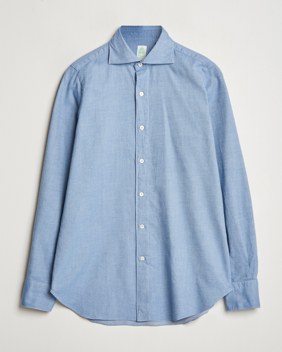Herr | Skjortor | Finamore Napoli | Gaeta Flannel Shirt Light Blue