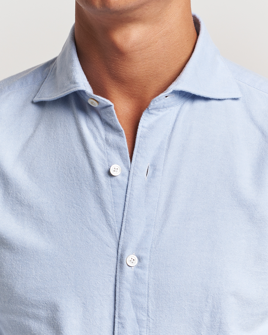 Herr | Skjortor | Finamore Napoli | Gaeta Brushed Oxford Shirt Light Blue