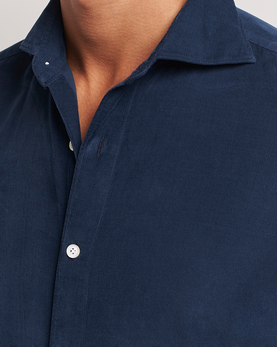 Herr | Skjortor | Finamore Napoli | Gaeta Corduroy Shirt Navy
