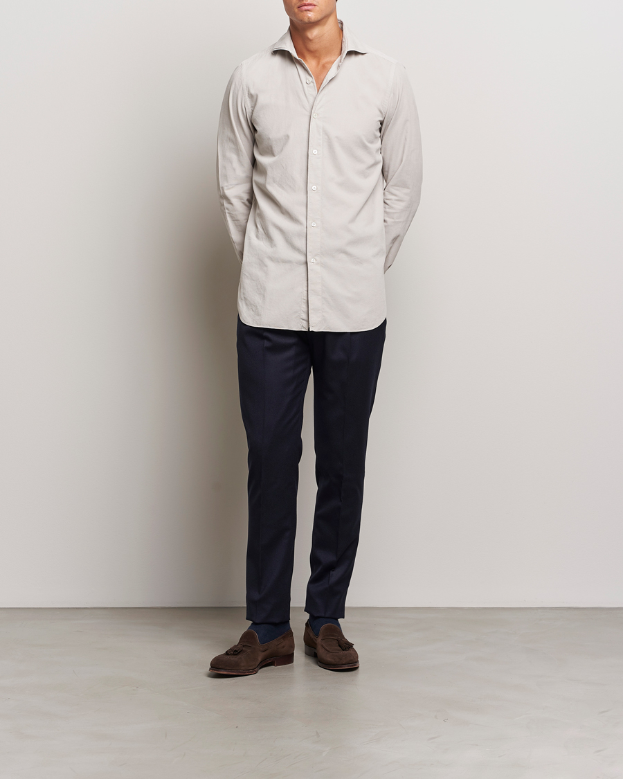 Herr | Skjortor | Finamore Napoli | Gaeta Corduroy Shirt Light Beige