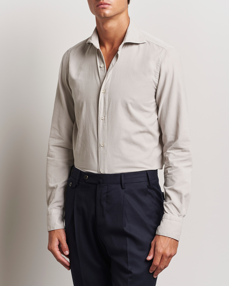 Herr | Skjortor | Finamore Napoli | Gaeta Corduroy Shirt Light Beige