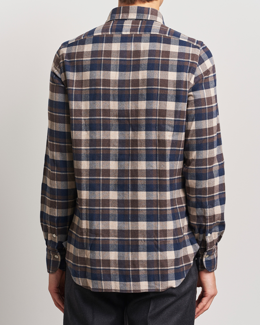 Herr | Skjortor | Finamore Napoli | Gaeta Flannel Shirt Navy Check