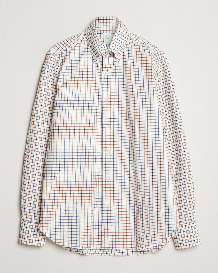 Herr | Skjortor | Finamore Napoli | Gaeta Flannel Shirt Beige Check