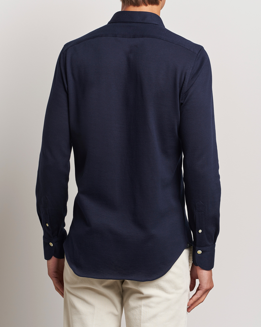 Herr | Skjortor | Finamore Napoli | Cotton/Cashmere Jersey Shirt Navy