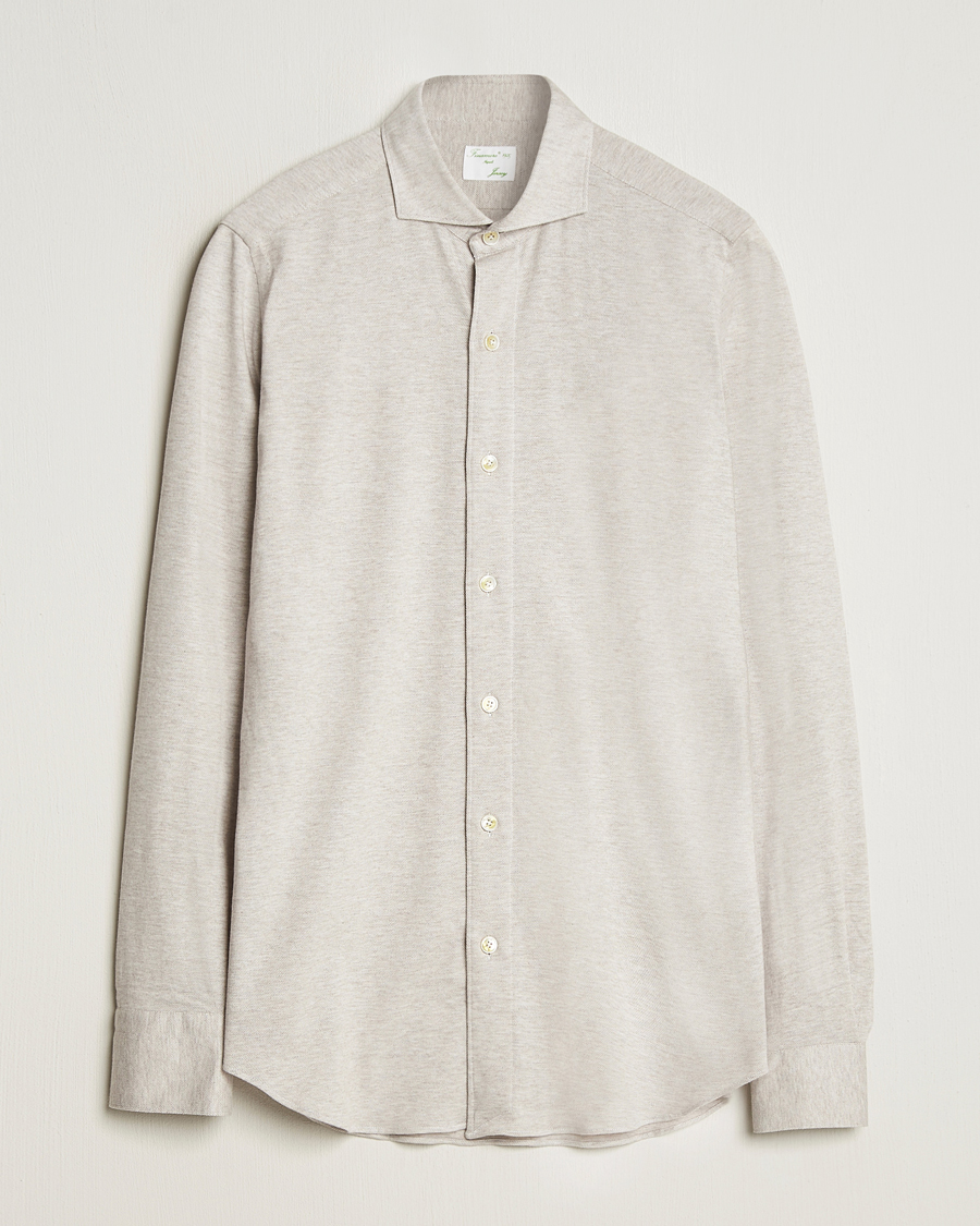 Herr | Skjortor | Finamore Napoli | Cotton/Cashmere Jersey Shirt Beige