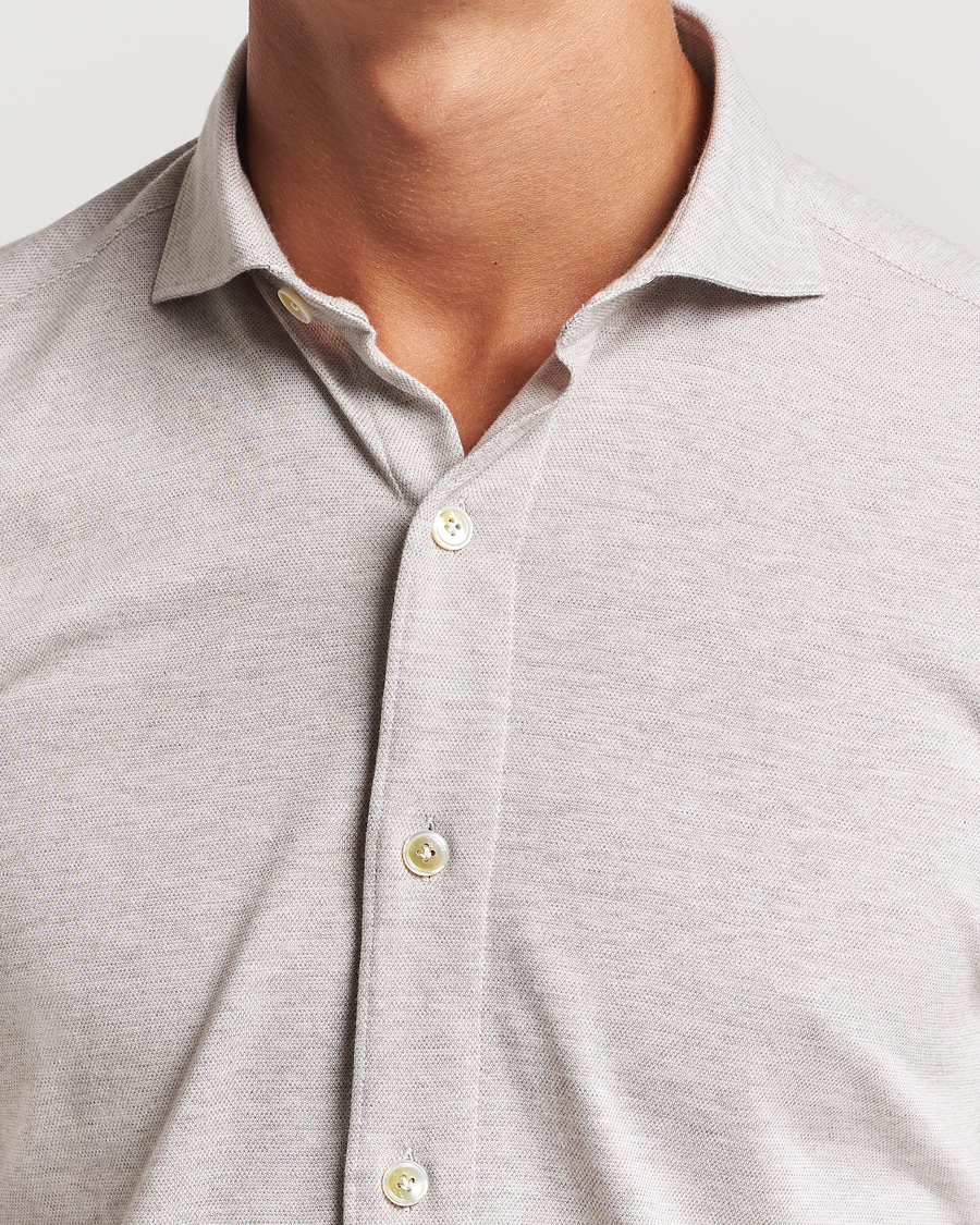 Herr | Skjortor | Finamore Napoli | Cotton/Cashmere Jersey Shirt Beige