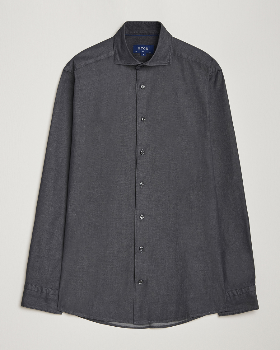Herr | Skjortor | Eton | Slim Fit Stretch Denim Shirt Black