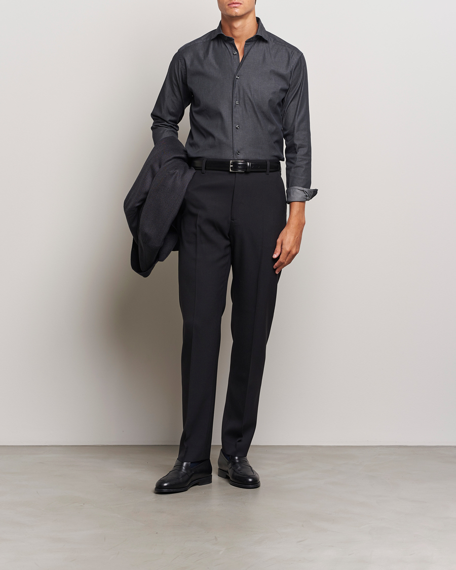Herr | Skjortor | Eton | Slim Fit Stretch Denim Shirt Black