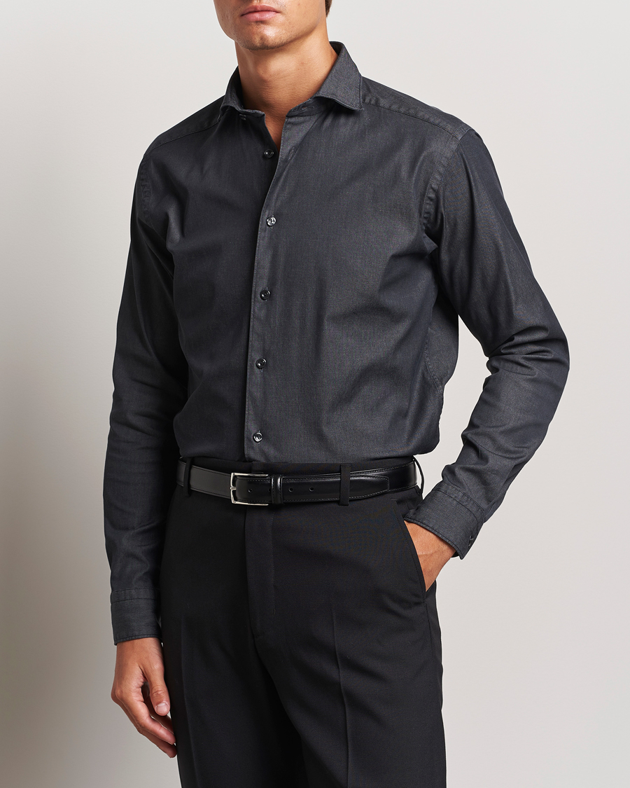 Herr | Skjortor | Eton | Slim Fit Stretch Denim Shirt Black