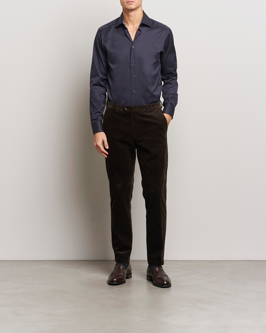 Herr | Skjortor | Eton | Slim Fit Signature Twill Contrast Shirt Navy