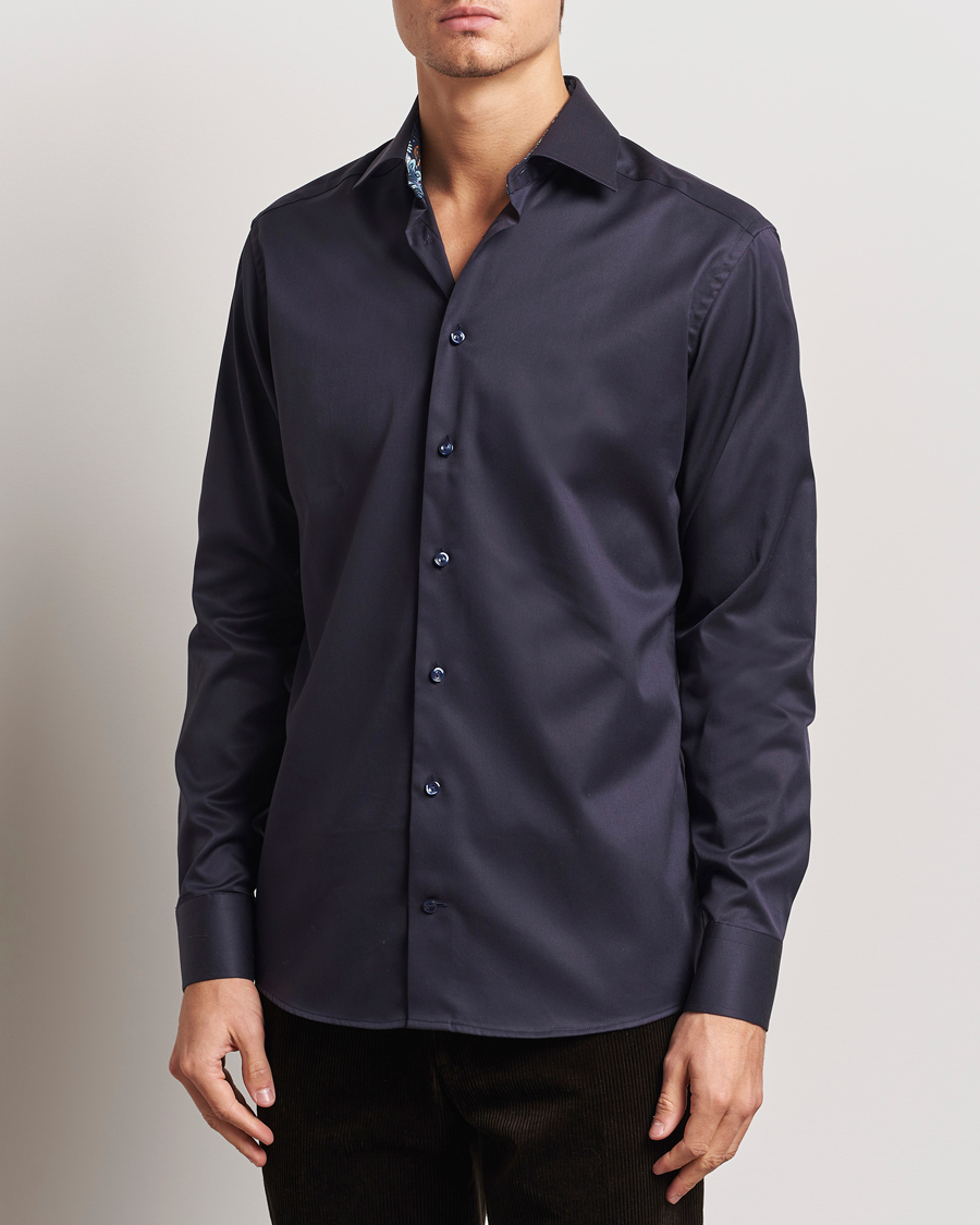 Herr | Skjortor | Eton | Slim Fit Signature Twill Contrast Shirt Navy