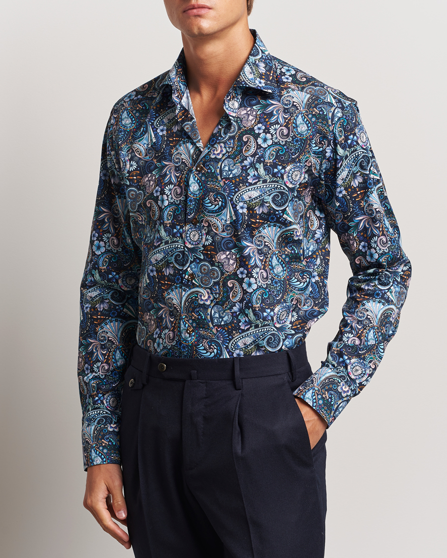 Herr | Skjortor | Eton | Slim Fit Signature Twill Printed Shirt Navy