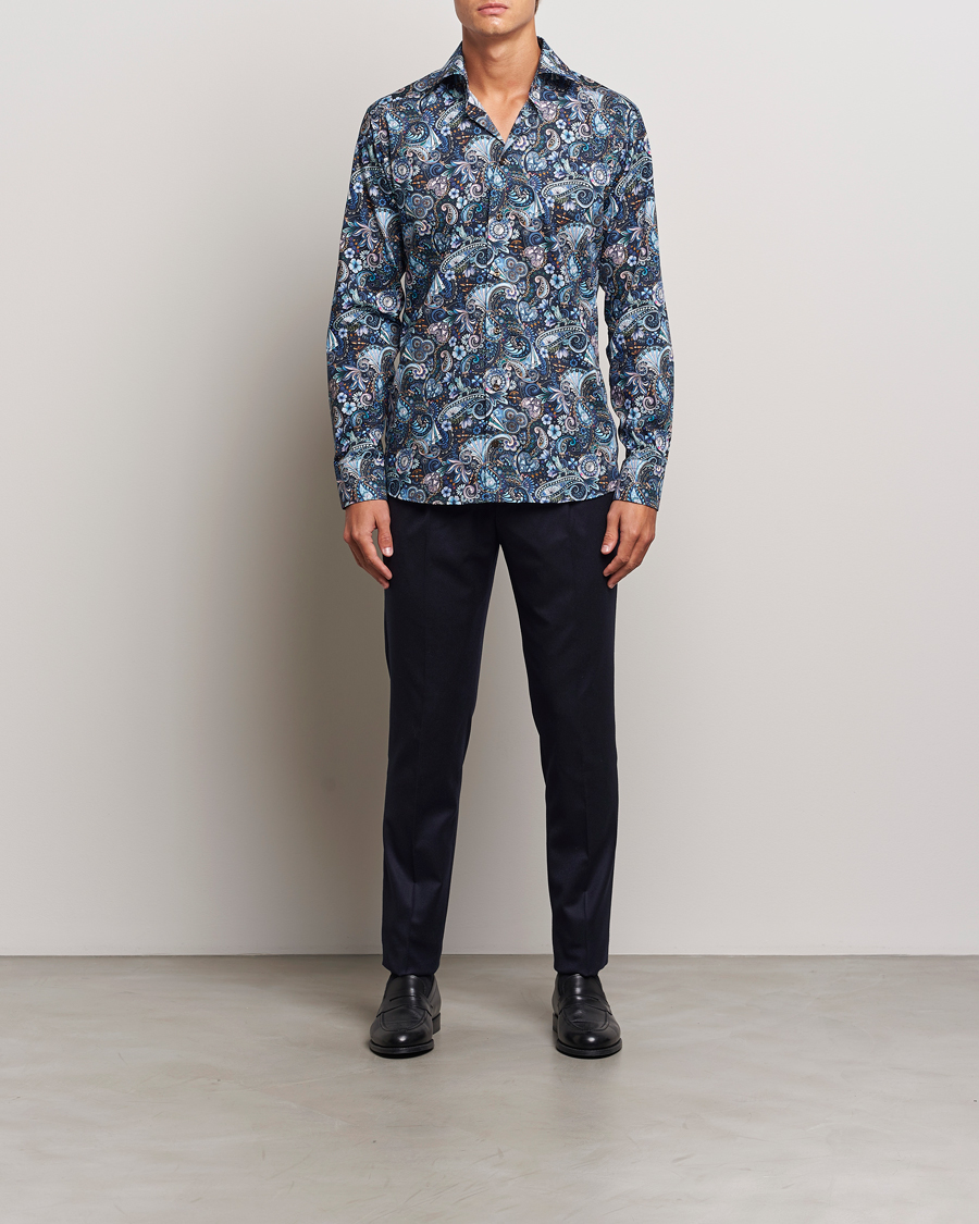 Herr | Skjortor | Eton | Slim Fit Signature Twill Printed Shirt Navy