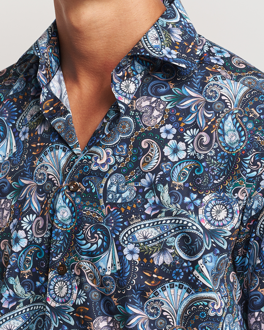 Herr | Skjortor | Eton | Slim Fit Signature Twill Printed Shirt Navy