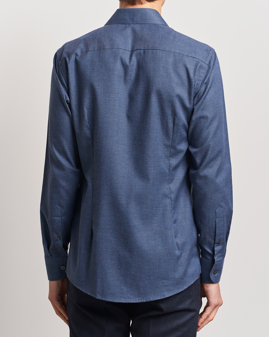 Herr | Skjortor | Eton | Slim Fit Wrinkle Free Flannel Pepita Shirt Blue