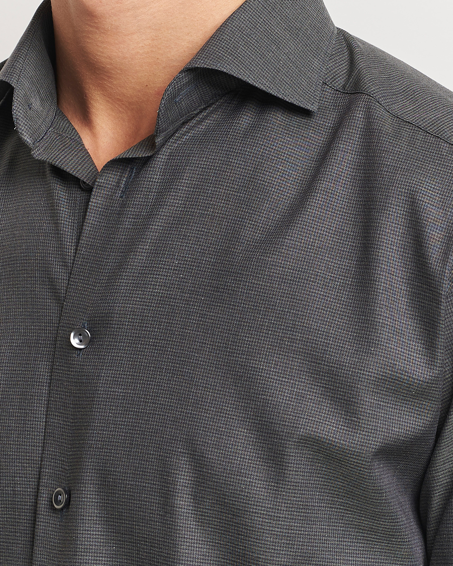 Herr | Skjortor | Eton | Slim Fit Wrinkle Free Flannel Pepita Shirt Green