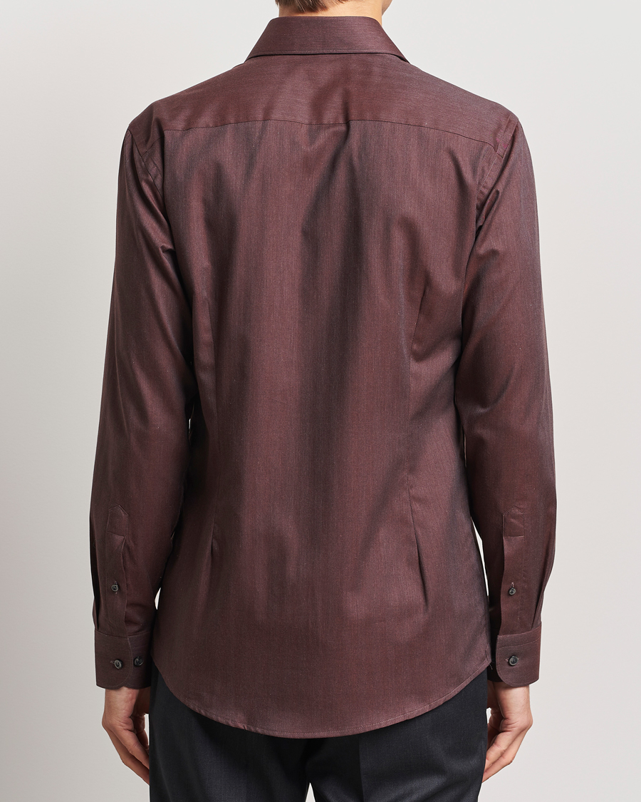 Herr | Skjortor | Eton | Slim Fit Wrinkle Free Flannel Shirt Dark Red