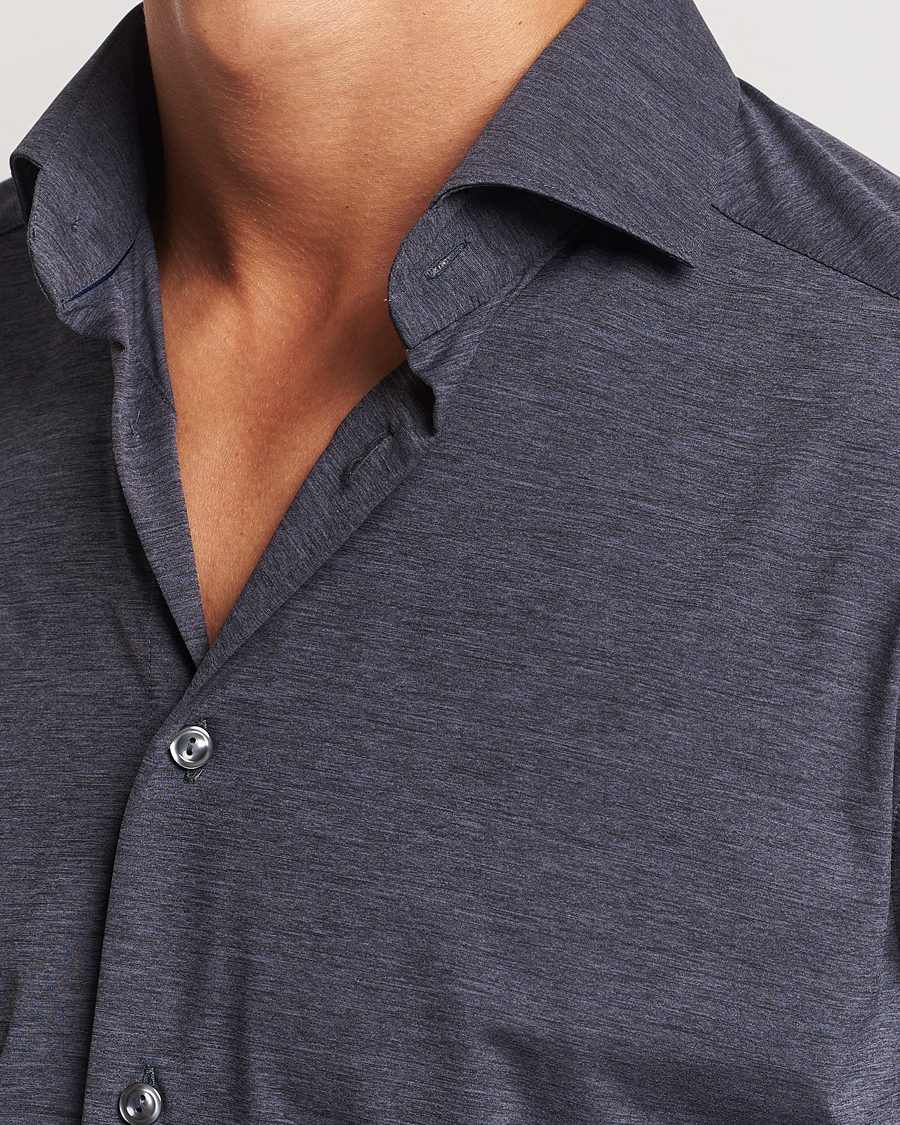 Herr | Skjortor | Eton | Slim Fit Four Way Stretch Shirt Dark Grey