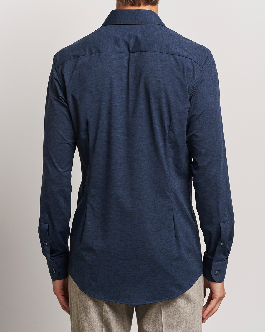 Herr | Skjortor | Eton | Slim Fit Four Way Stretch Shirt Navy Blue