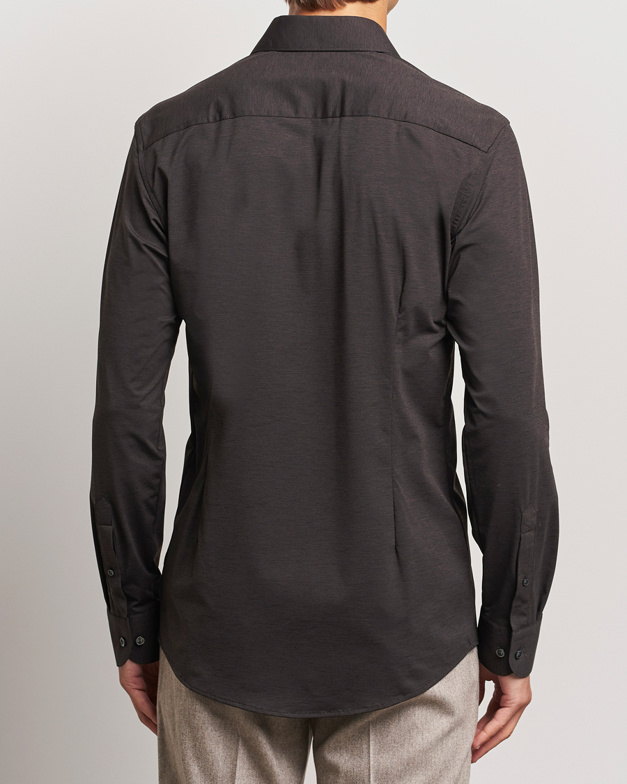 Herr | Skjortor | Eton | Slim Fit Four Way Stretch Shirt Dark Brown