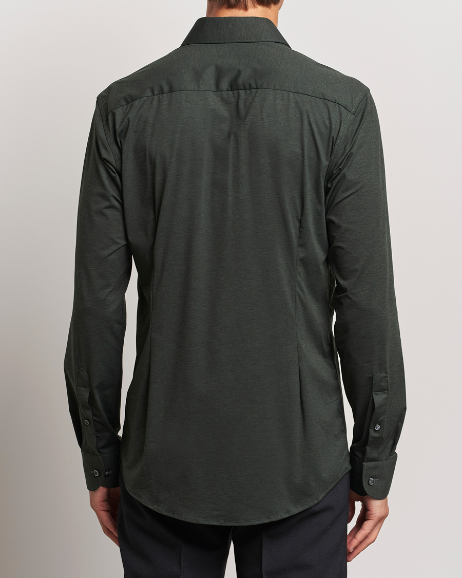 Herr | Skjortor | Eton | Slim Fit Four Way Stretch Shirt Dark Green