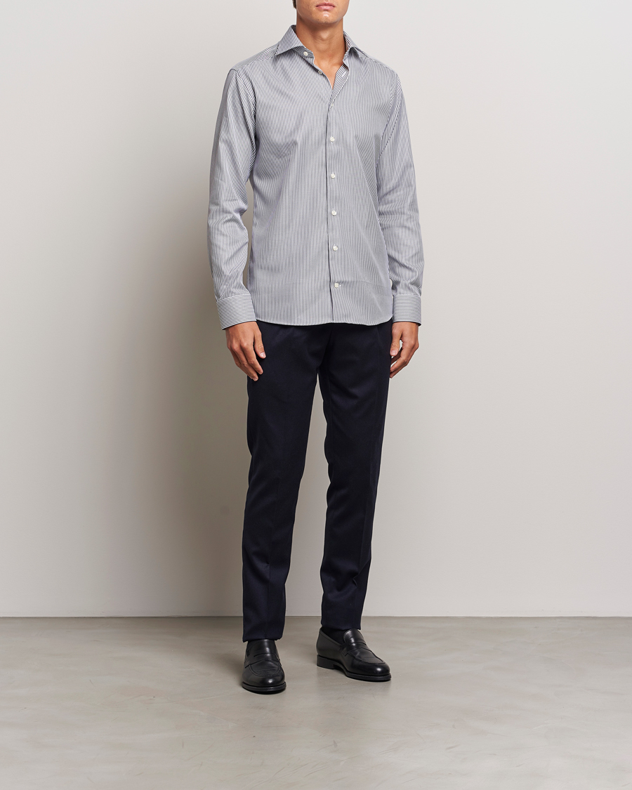 Herr | Skjortor | Eton | Slim Fit Signature Twill Striped Shirt Grey/White