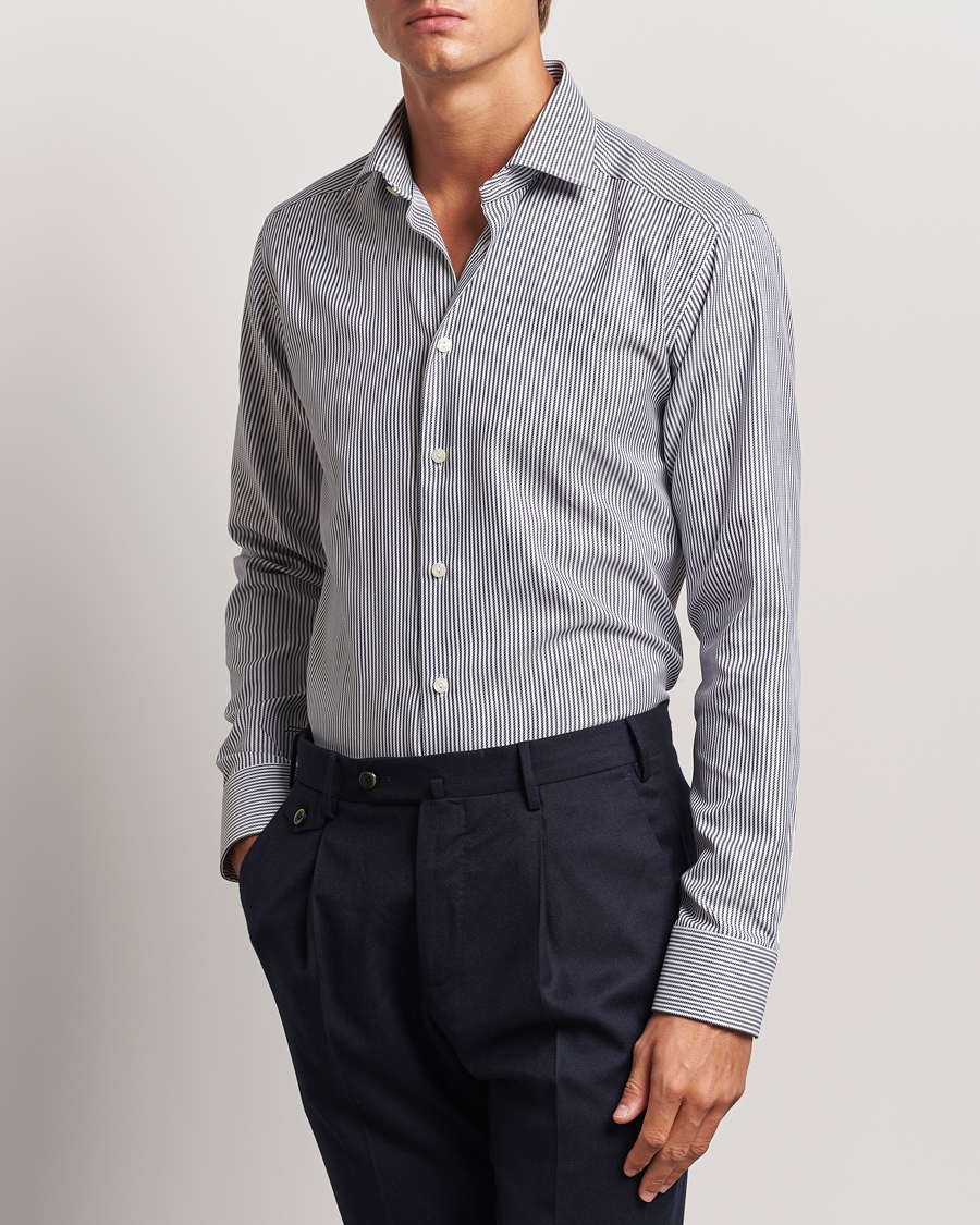 Herr | Skjortor | Eton | Slim Fit Signature Twill Striped Shirt Grey/White
