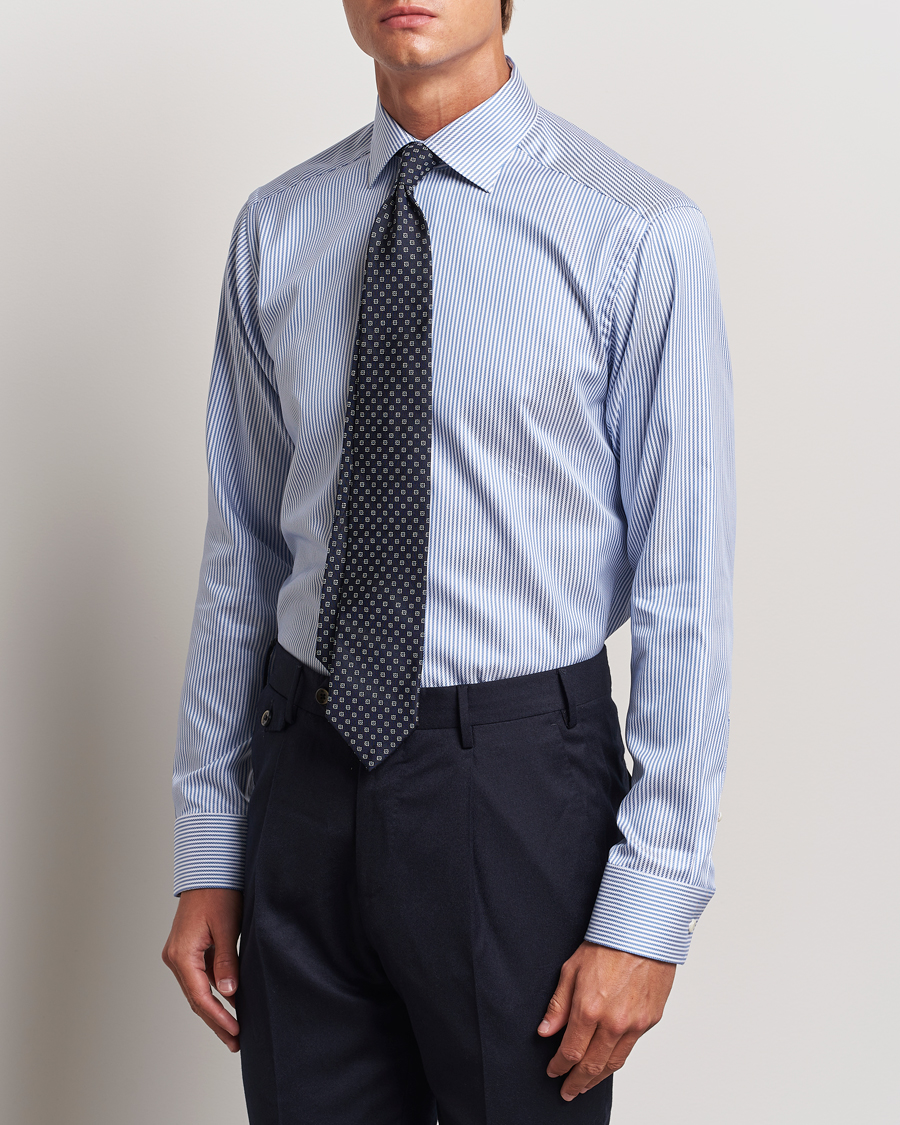 Herr | Skjortor | Eton | Slim Fit Signature Twill Striped Shirt Blue/White