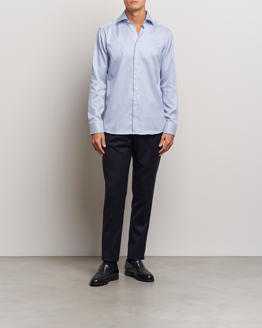 Herr | Skjortor | Eton | Slim Fit Signature Twill Striped Shirt Blue/White