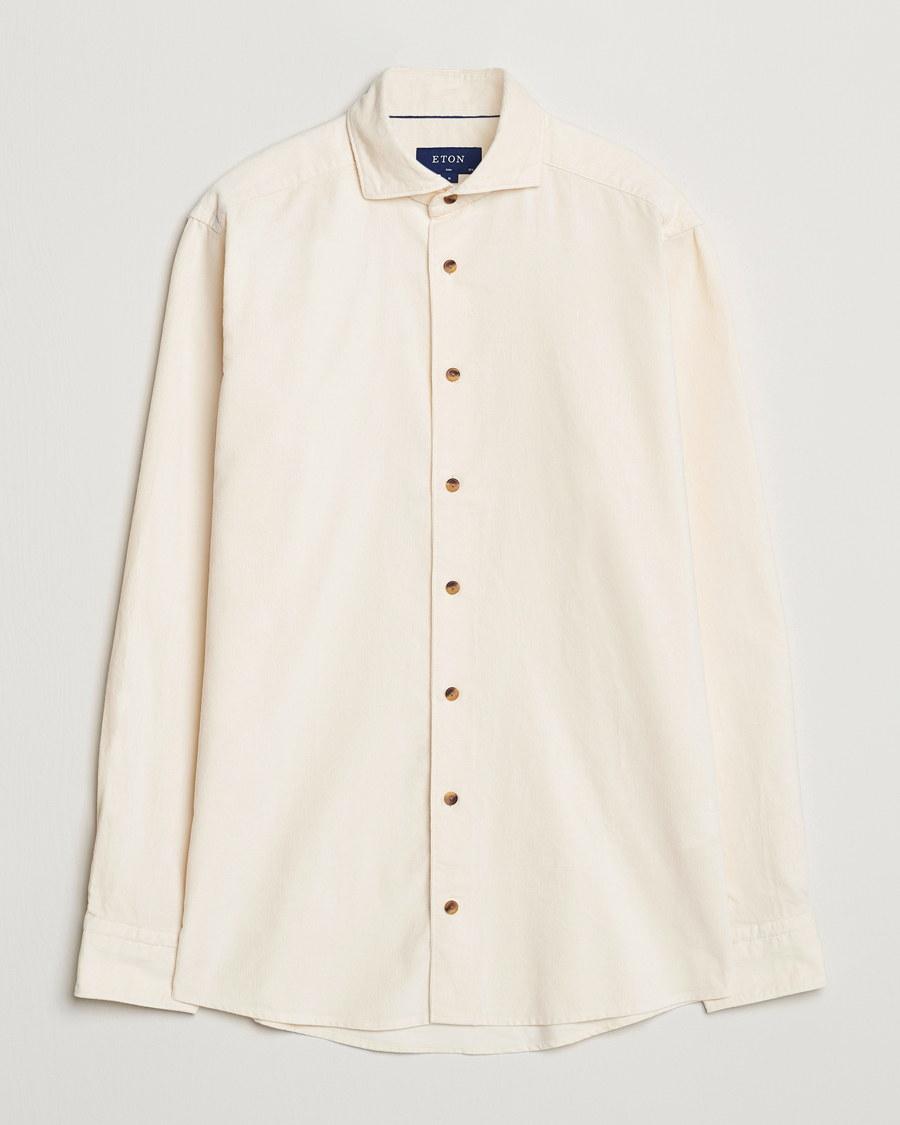 Herr | Skjortor | Eton | Slim Fit Fine Wale Corduroy Shirt Off White