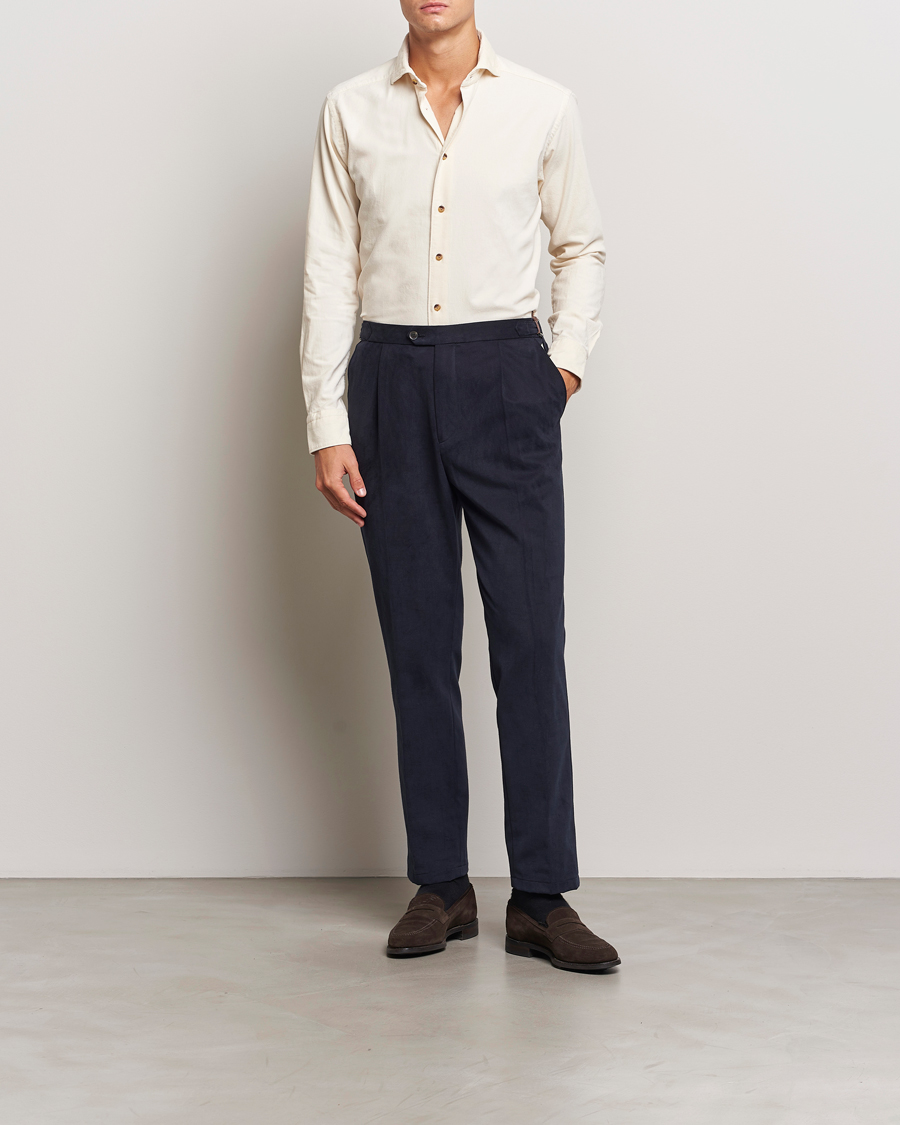 Herr | Skjortor | Eton | Slim Fit Fine Wale Corduroy Shirt Off White