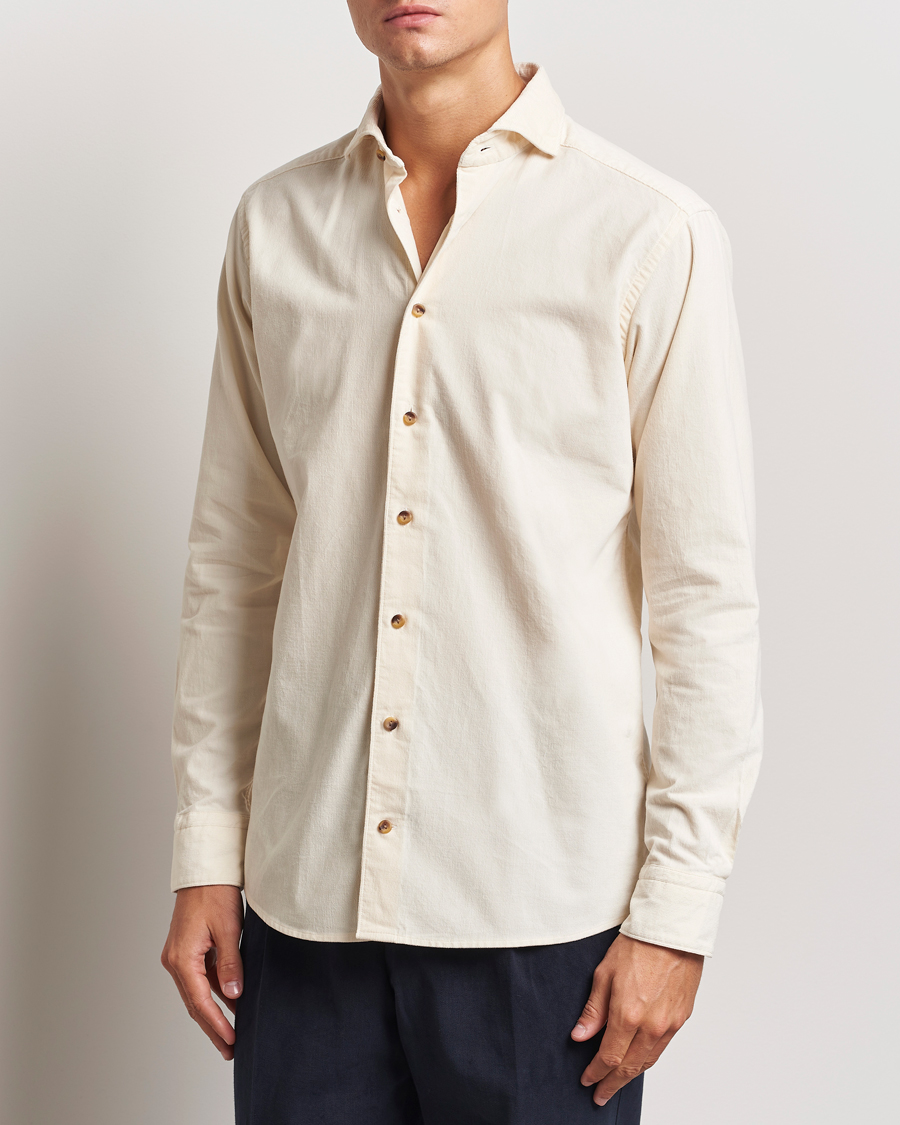 Herr | Skjortor | Eton | Slim Fit Fine Wale Corduroy Shirt Off White