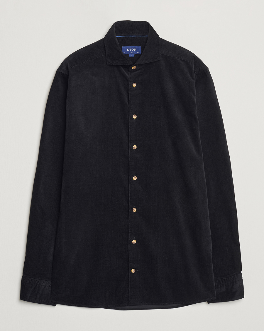 Herr | Skjortor | Eton | Slim Fit Fine Wale Corduroy Shirt Black
