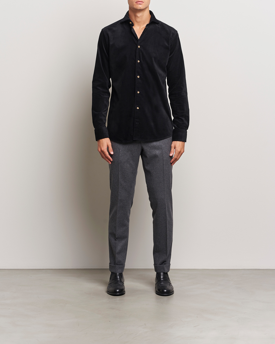Herr | Skjortor | Eton | Slim Fit Fine Wale Corduroy Shirt Black
