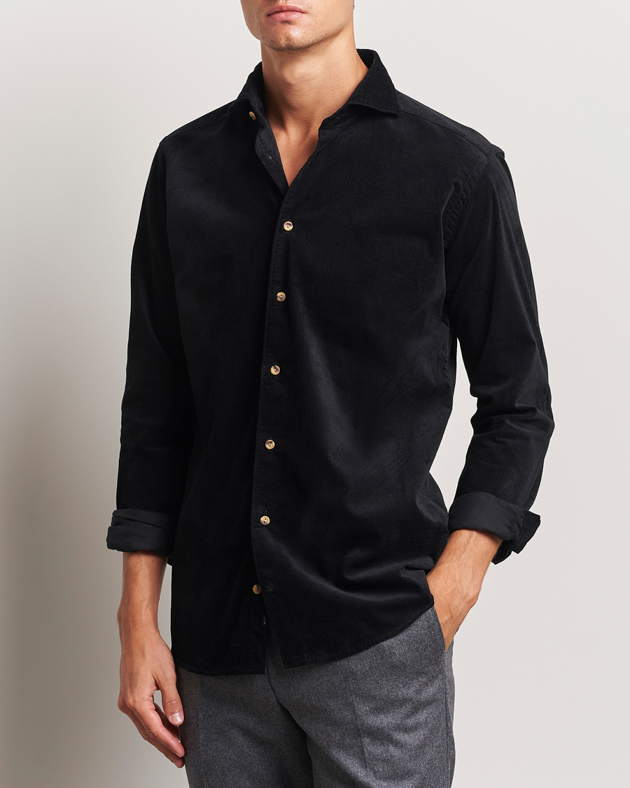 Herr | Skjortor | Eton | Slim Fit Fine Wale Corduroy Shirt Black