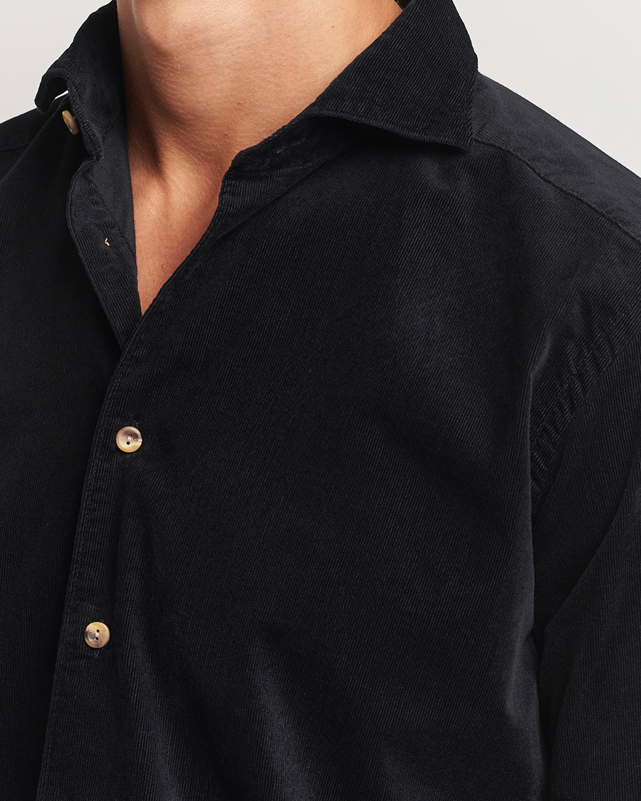 Herr | Skjortor | Eton | Slim Fit Fine Wale Corduroy Shirt Black