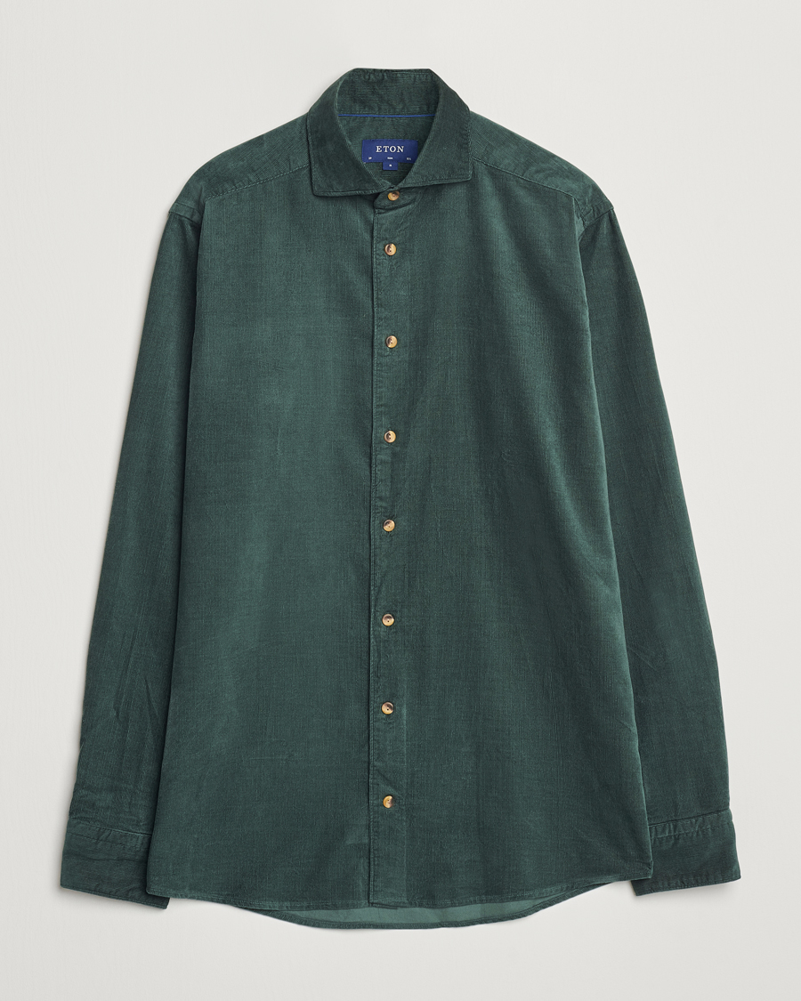 Herr | Skjortor | Eton | Slim Fit Fine Wale Corduroy Shirt Dark Green