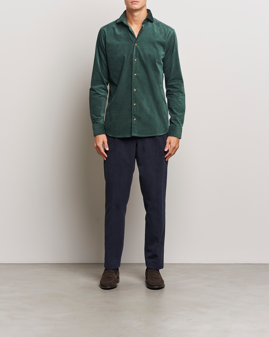 Herr | Skjortor | Eton | Slim Fit Fine Wale Corduroy Shirt Dark Green