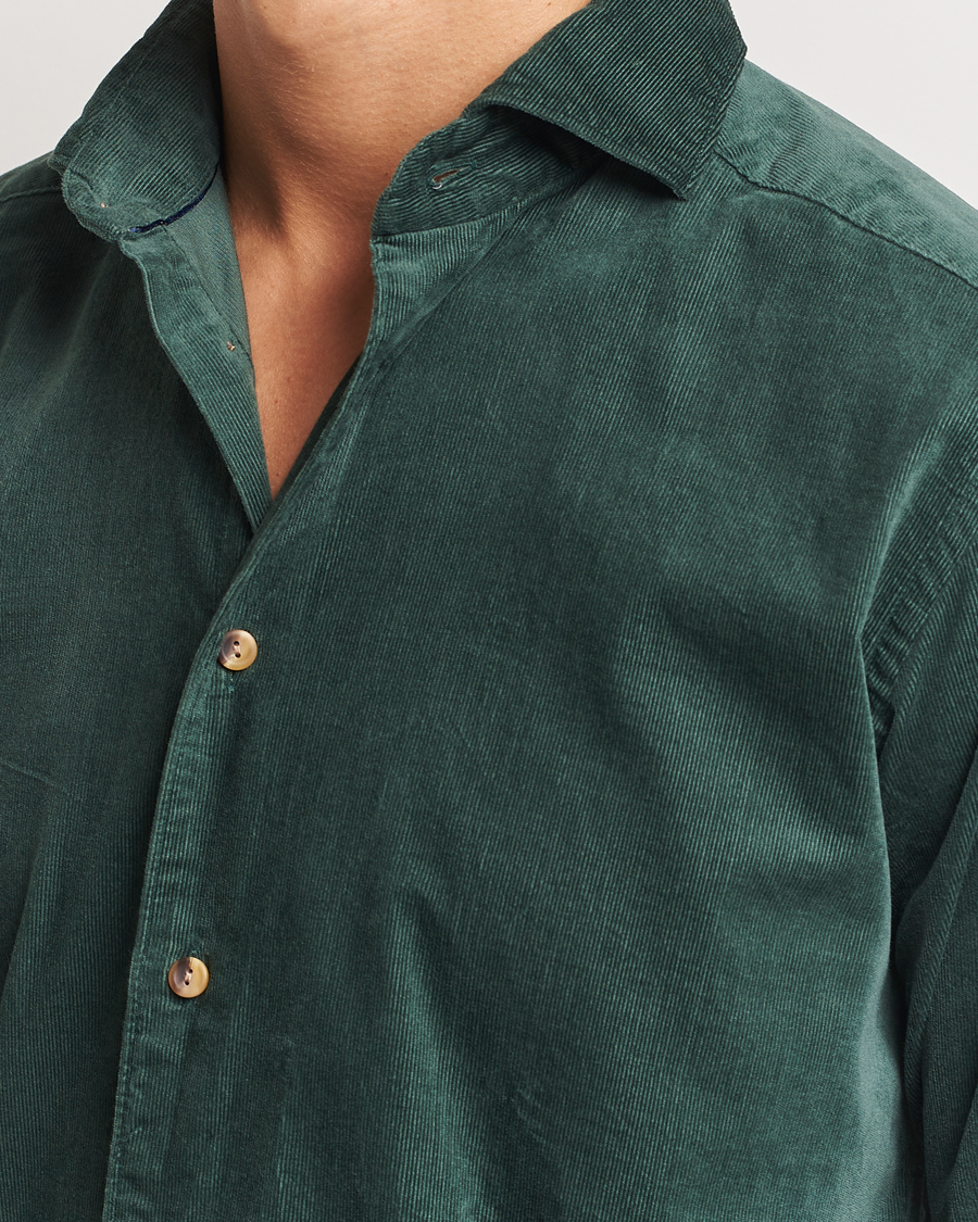Herr | Skjortor | Eton | Slim Fit Fine Wale Corduroy Shirt Dark Green