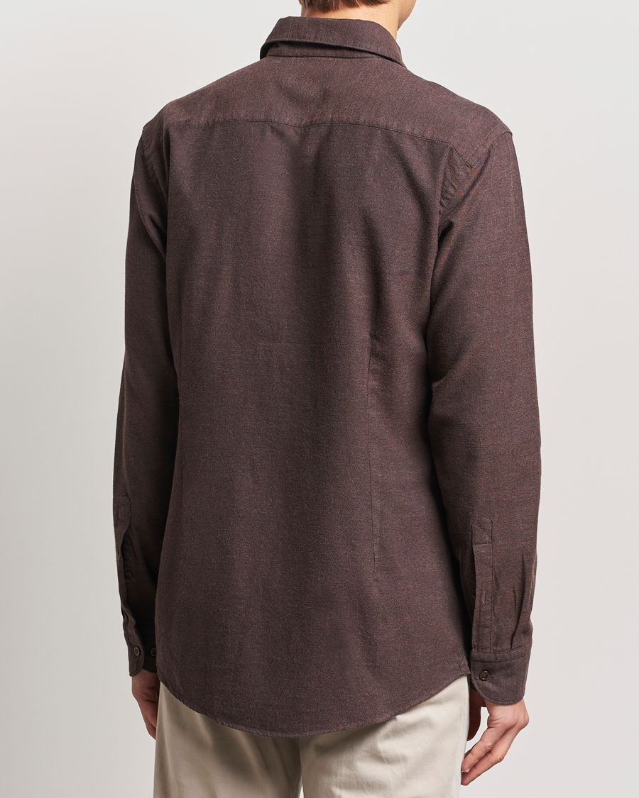 Herr | Skjortor | Eton | Slim Fit Twill Flannel Shirt Dark Brown
