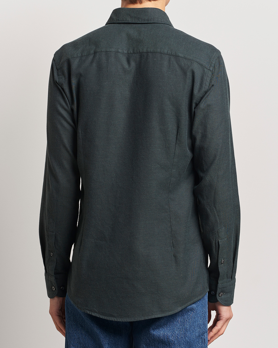Herr | Skjortor | Eton | Slim Fit Twill Flannel Shirt Dark Green