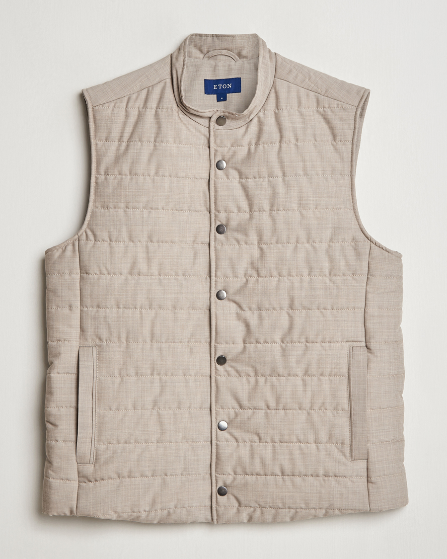 Herr | Jackor | Eton | Padded Wool Vest Beige